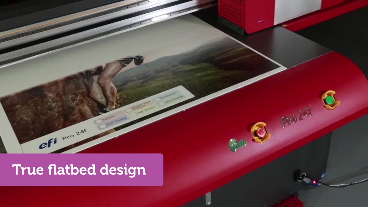 EFI Pro 24f Flatbed LED Printer supporting visual