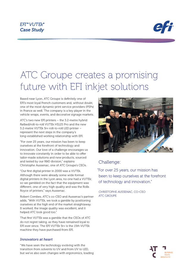 ATC Groupe Creates a Brilliant Future with the EFI VUTEk 5r+ supporting visual