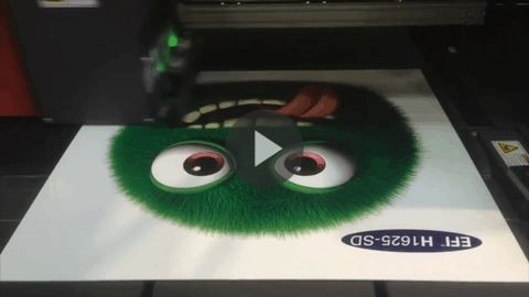 The image shows thermoforming application on the EFI H1625-SD printer