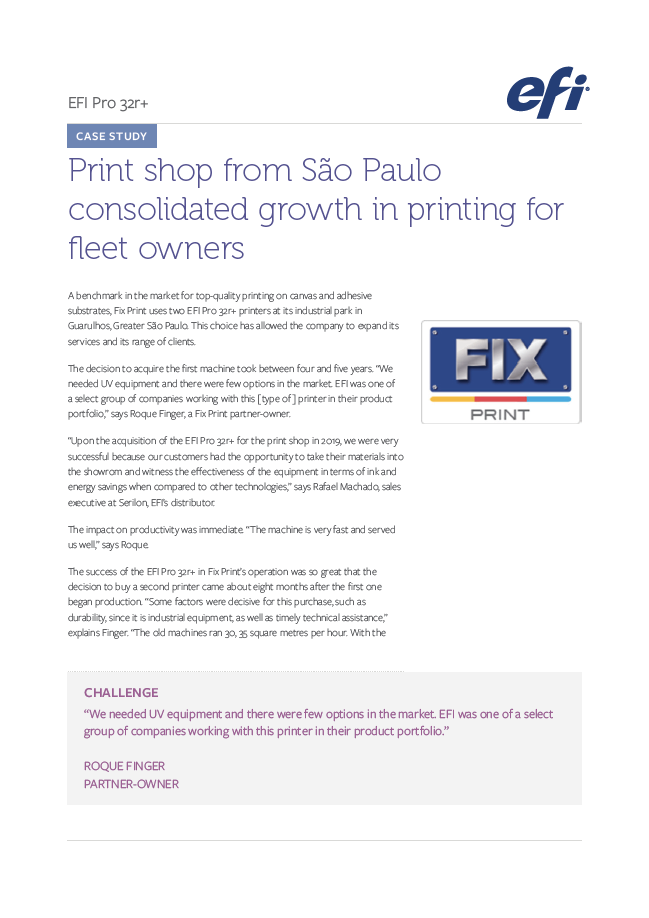 Fix Prints Corners the Market with Two EFI Pro 32r+ Printers supporting visual
