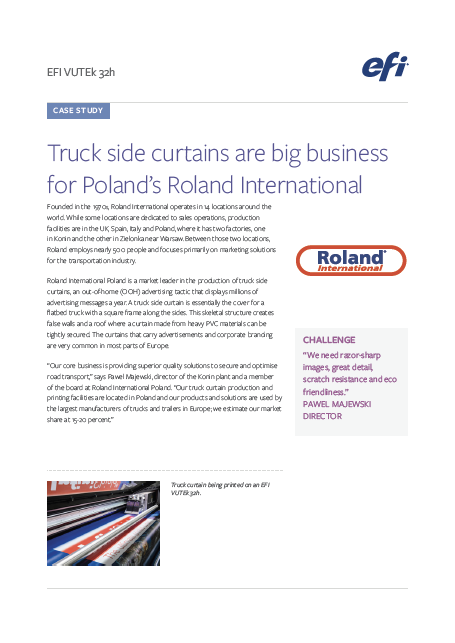 EFI VUTEk 32h Roland International Case Study supporting visual