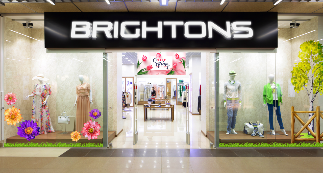 Decorative graphics on a Brightons store windows.