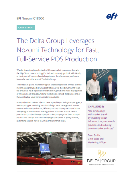 The Delta Group Leverages EFI Nozomi Technology supporting visual