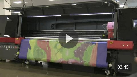 Image of truck side curtain printing with skip white on the EFI VUTEk h series printer