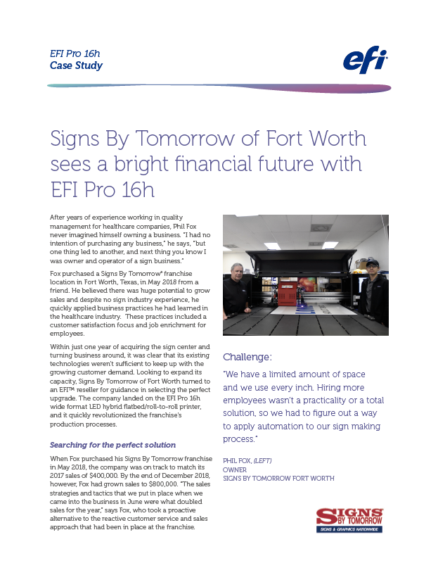 EFI Pro 16h Signs By Tomorrow supporting visual