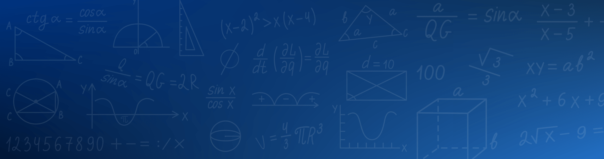 Math equations on a blue background.