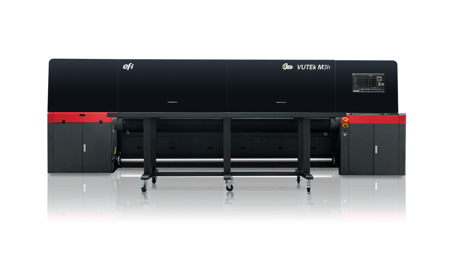 EFI VUTEk M3h hybrid flatbed/roll-fed LED printer.