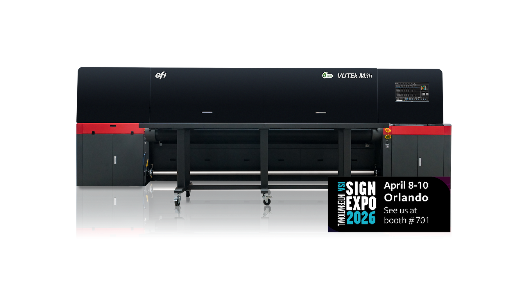 EFI VUTEk M3h hybrid flatbed/roll-fed printer.