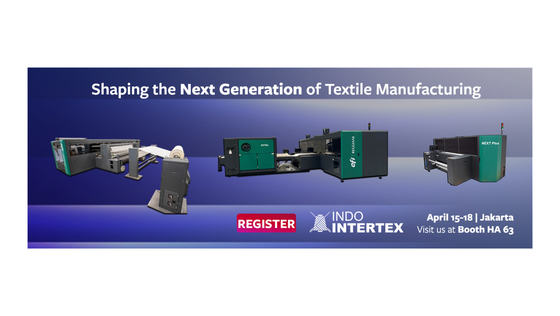 See EFI Reggiani digital textile printing solutions at INDO INTERTEX 2026.