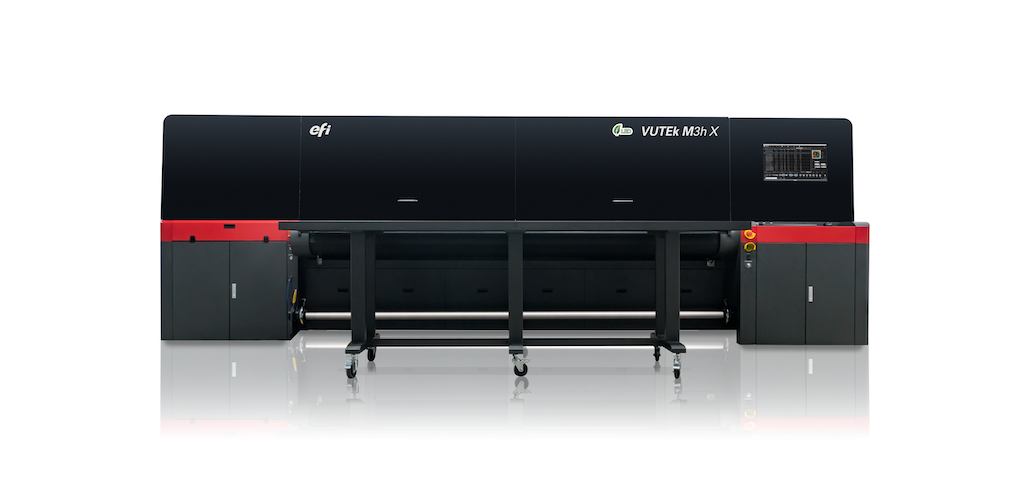 EFI VUTEk M3h X hybrid flatbed/roll-fed UV LED printer.