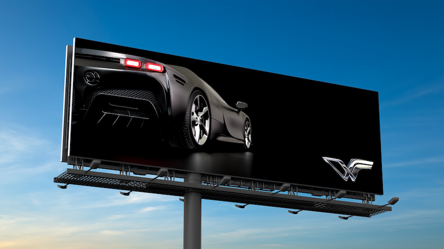 High-performance black spots card advertised on a billboard.