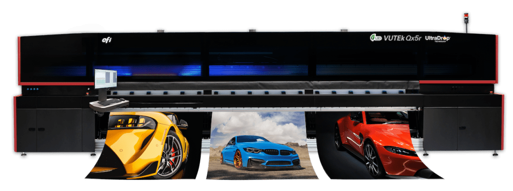 EFI VUTEk Qx5r production roll-to-roll LED printer.